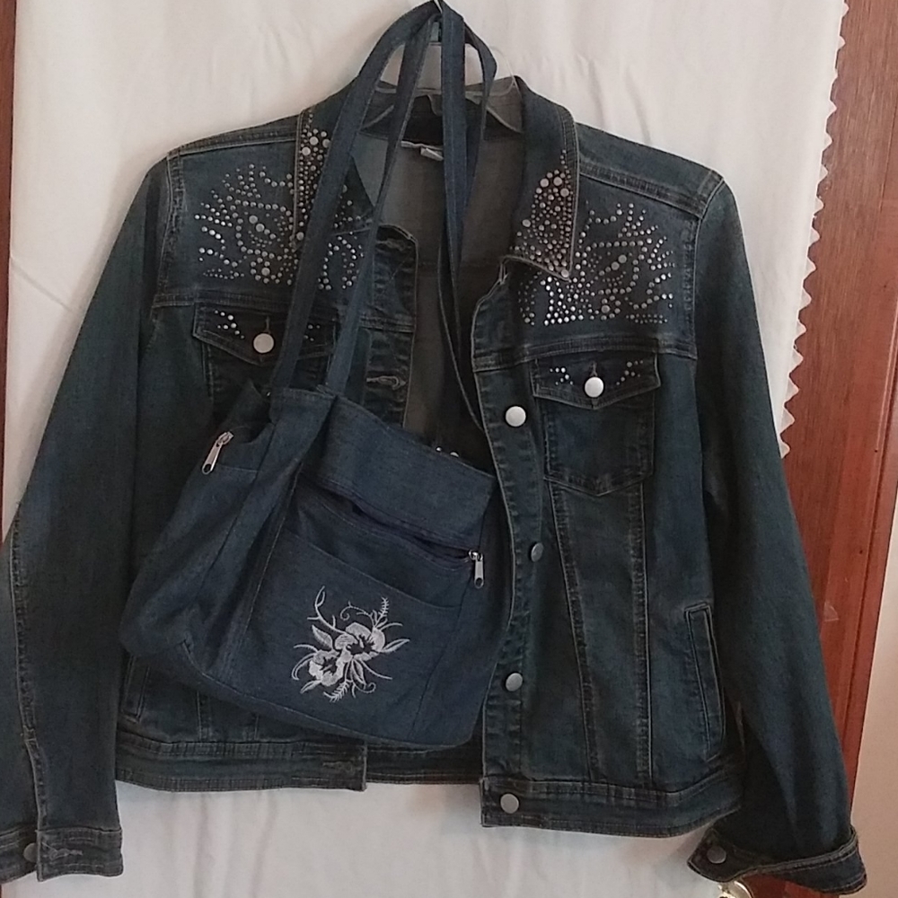 Jean jacket with matching jean bag